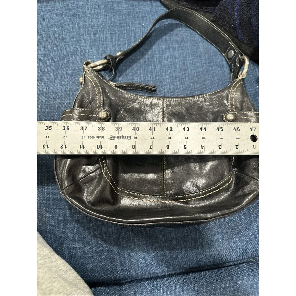 FOSSIL Medium Black Leather Hobo Handbag Shoulder Bag Purse 75082